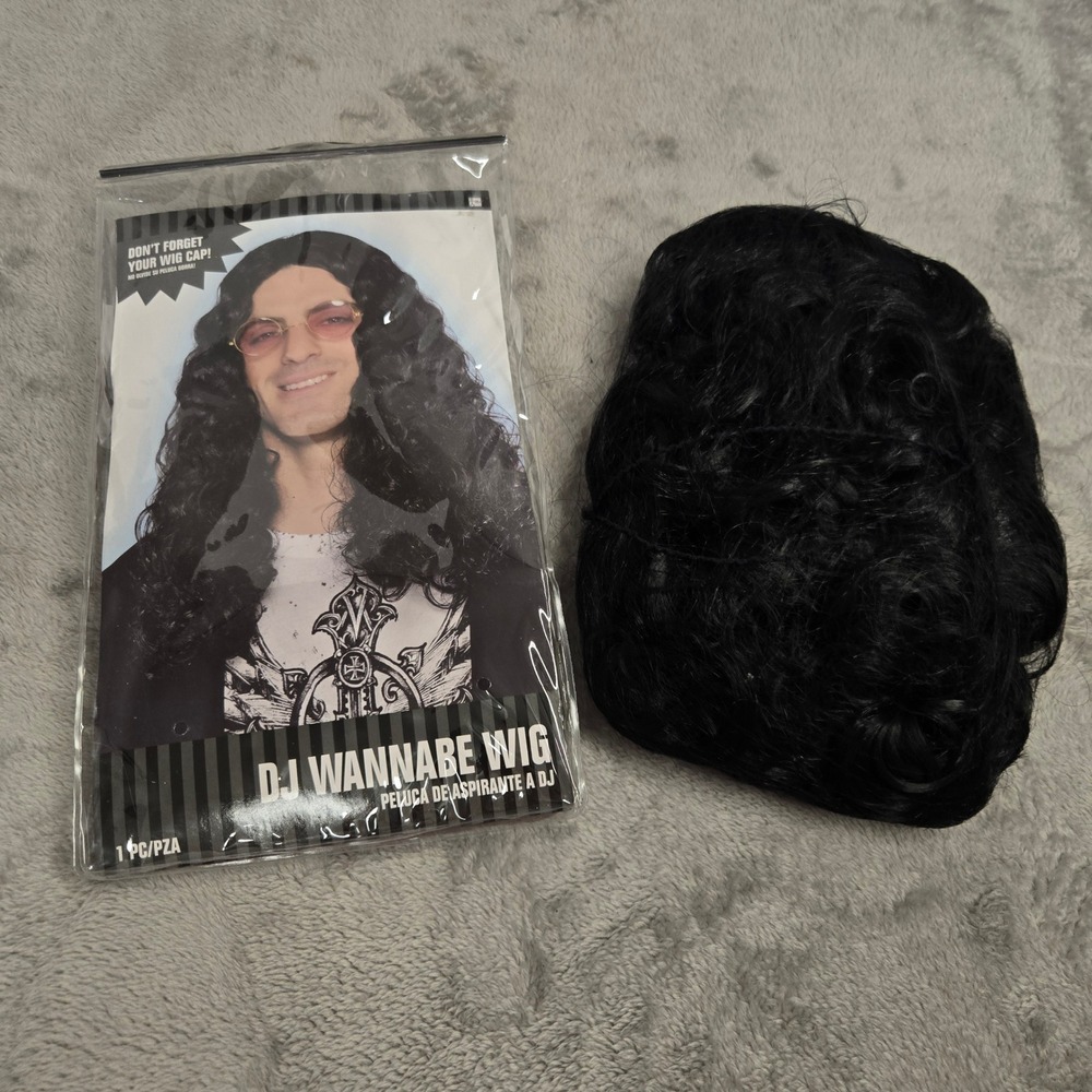 Amscan DJ Wannabe Wig Black Long Wavy Rockstar Costume Accessory 840820